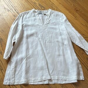 White linen embroidered blouse